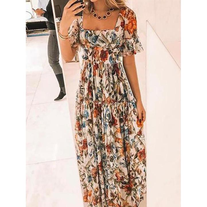 Sexy Short Sleeves Floral Print Off ...